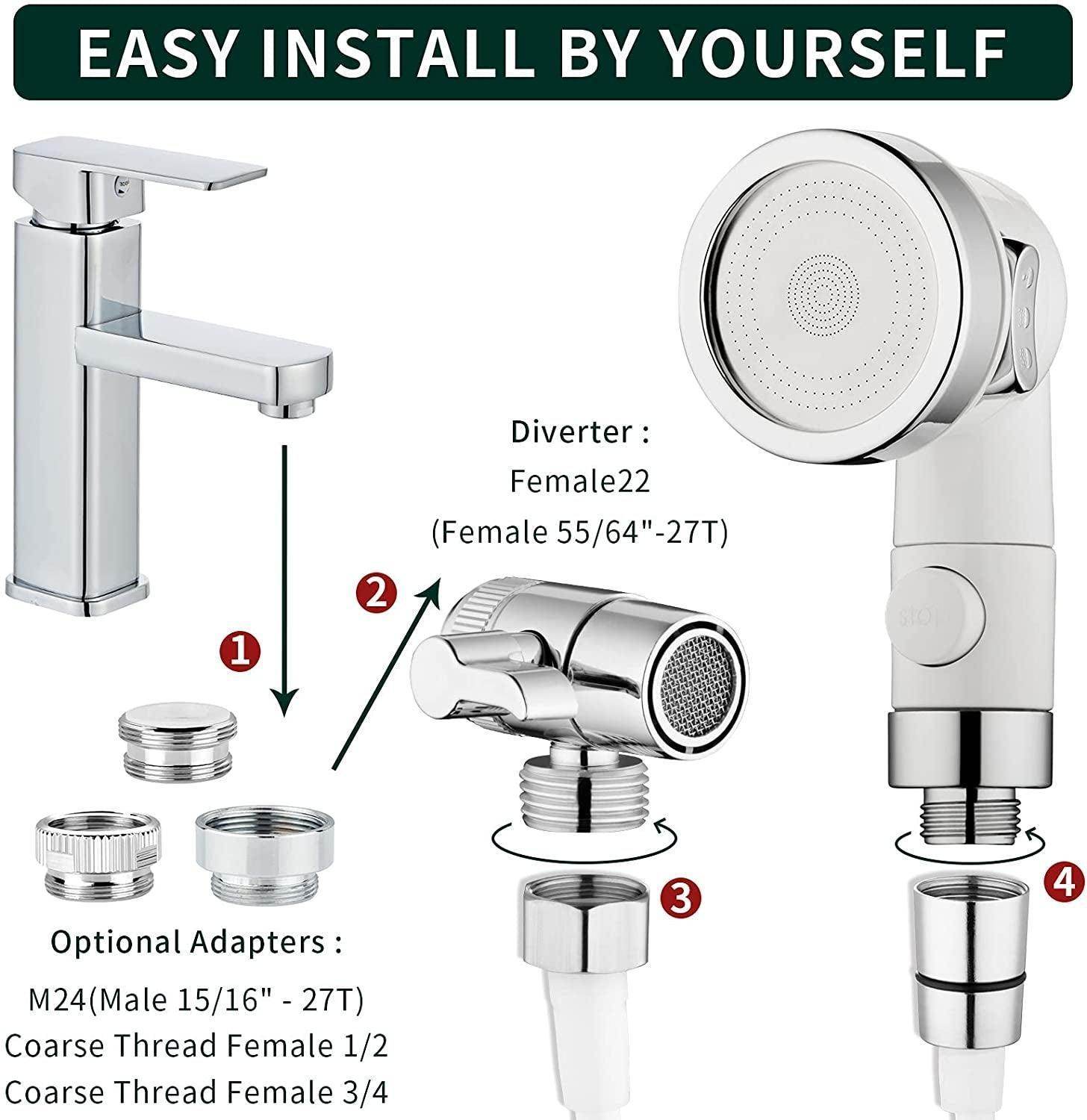 Sink Faucet Sprayer Attachment, Shower Head Attaches to Tub Faucet, Dog Bathing Hose Shower Set for Laundry Bathroom Kitchen - Simply Petastic