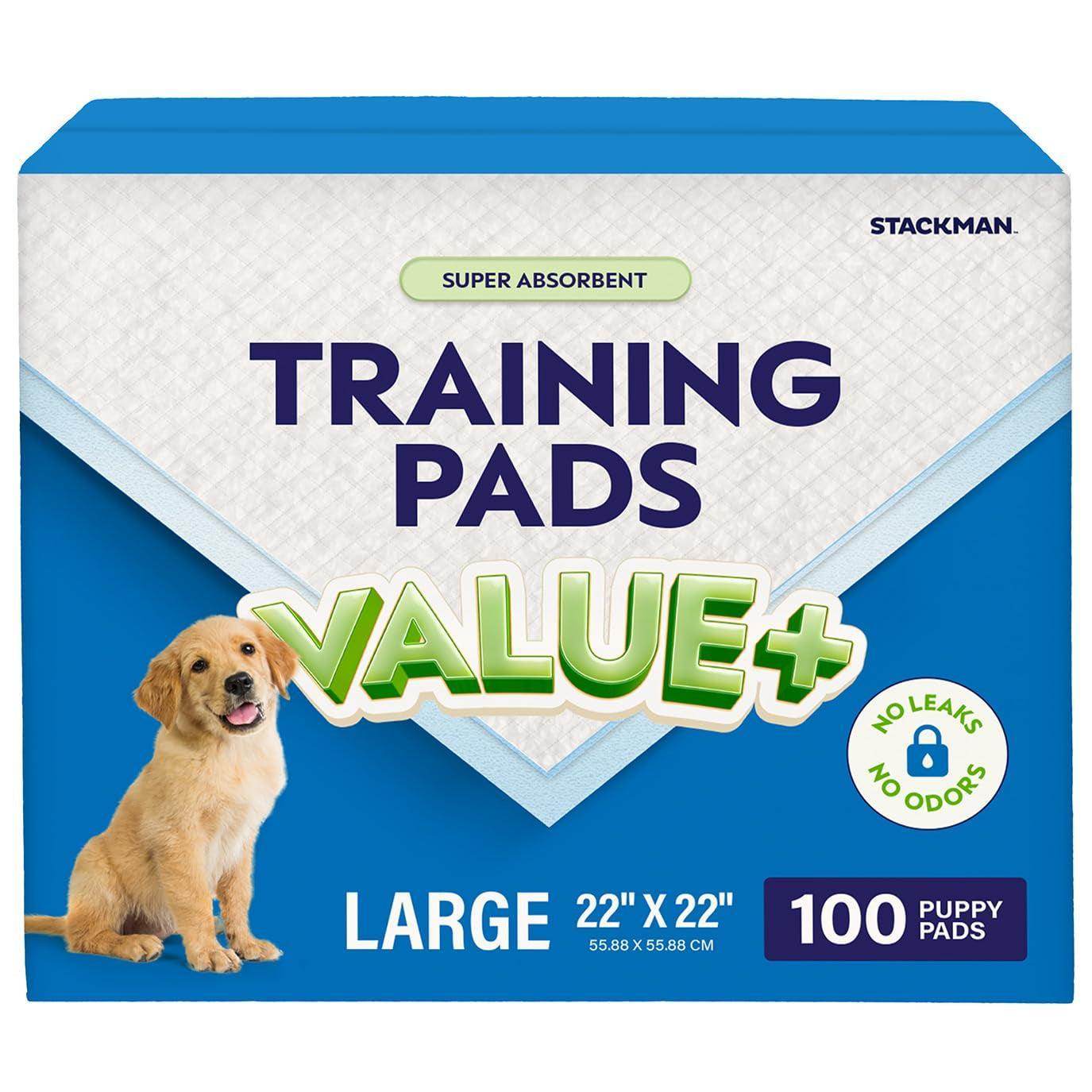 Pet Training Pads for Dogs - 100 Count, 22" x 22" Leak-Proof Puppy Potty Pads with Quick-Dry Surface - Simply Petastic
