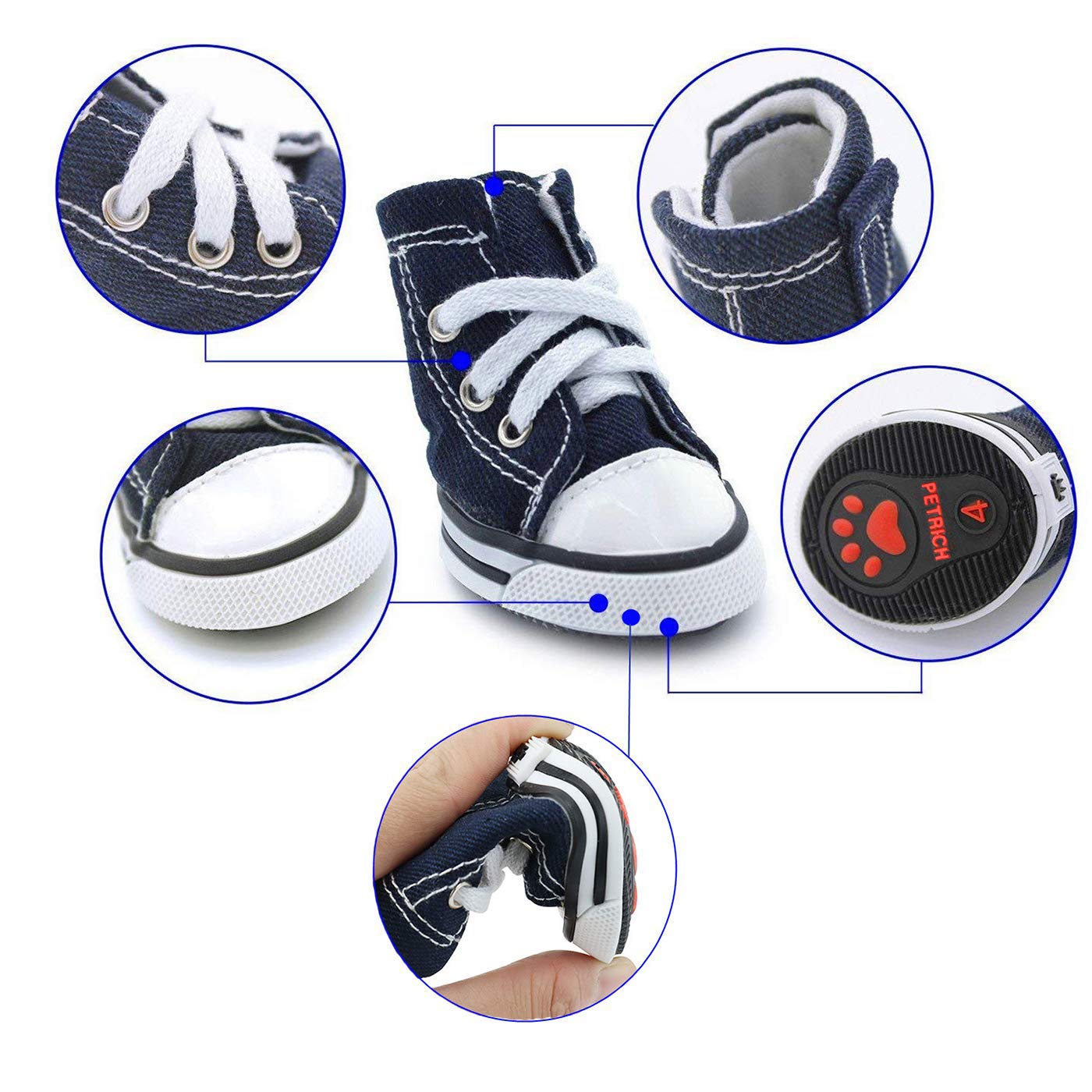 4 Pcs Pet Dog Puppy Canvas Sport Shoes, Sneaker Boots, Outdoor Nonslip Causal Shoes