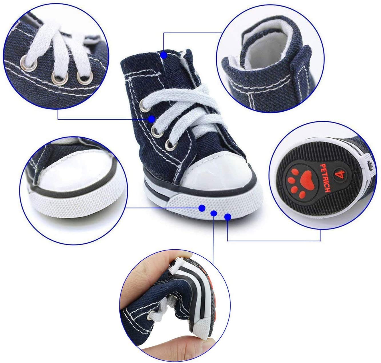 4 Pcs Pet Dog Puppy Canvas Sport Shoes, Sneaker Boots, Outdoor Nonslip Causal Shoes