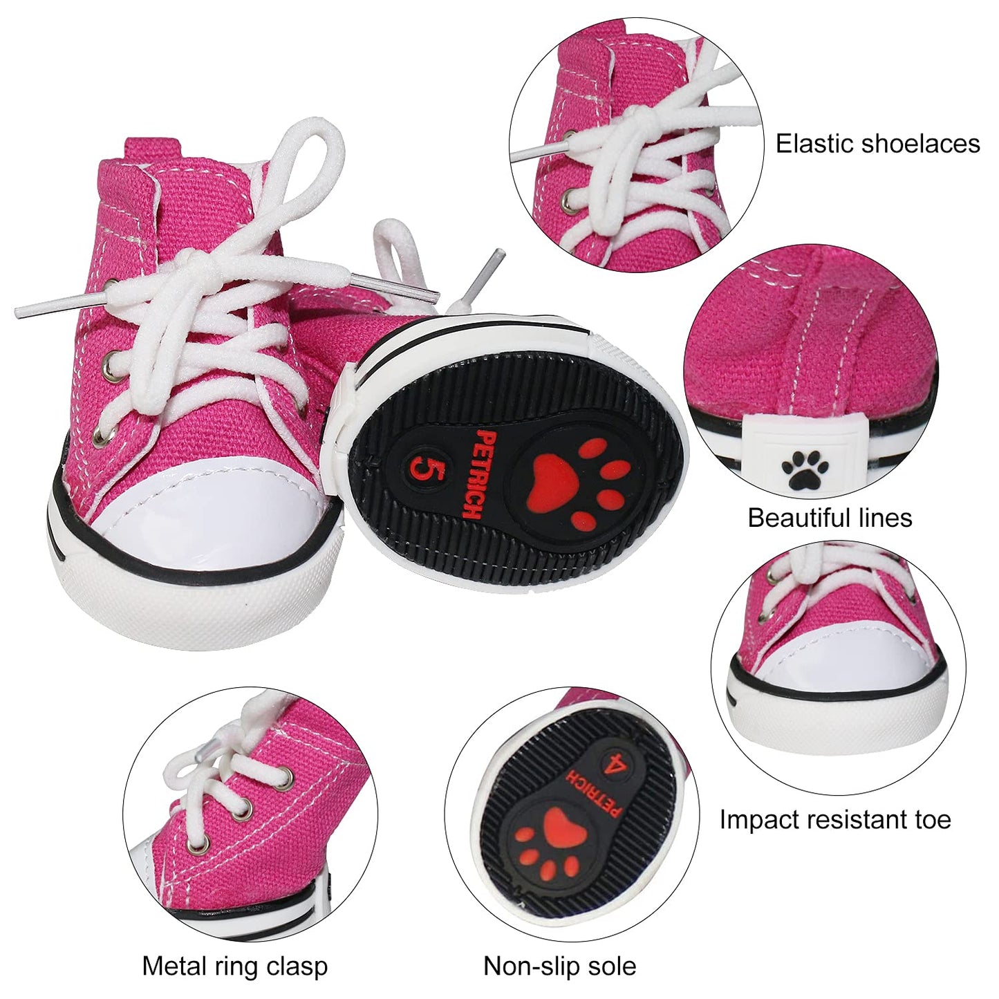 4 Pcs Pet Dog Puppy Canvas Sport Shoes, Sneaker Boots, Outdoor Nonslip Causal Shoes