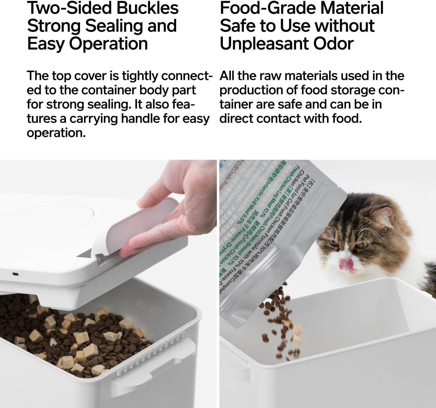 Vacuum Pet Food Storage with Scale, Airtight Dry Pet Food Bucket 17lb,Food Storage Container for Dogs Cats,Vacuum Sealed Storage Bin with Scoop,Rechargeable,15L - Simply Petastic