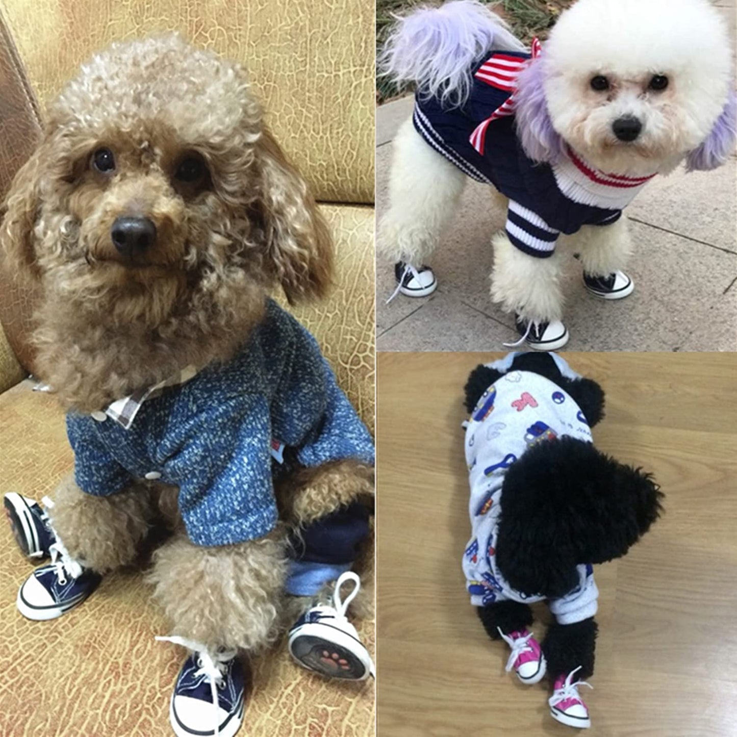 4 Pcs Pet Dog Puppy Canvas Sport Shoes, Sneaker Boots, Outdoor Nonslip Causal Shoes
