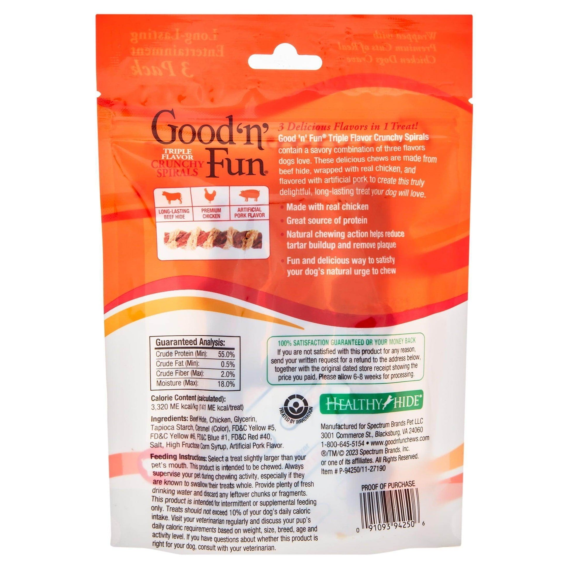 Good ‘N’ Fun Triple Flavor Crunchy Spirals, Long-Lasting Dog Chews, 3 Count - Simply Petastic
