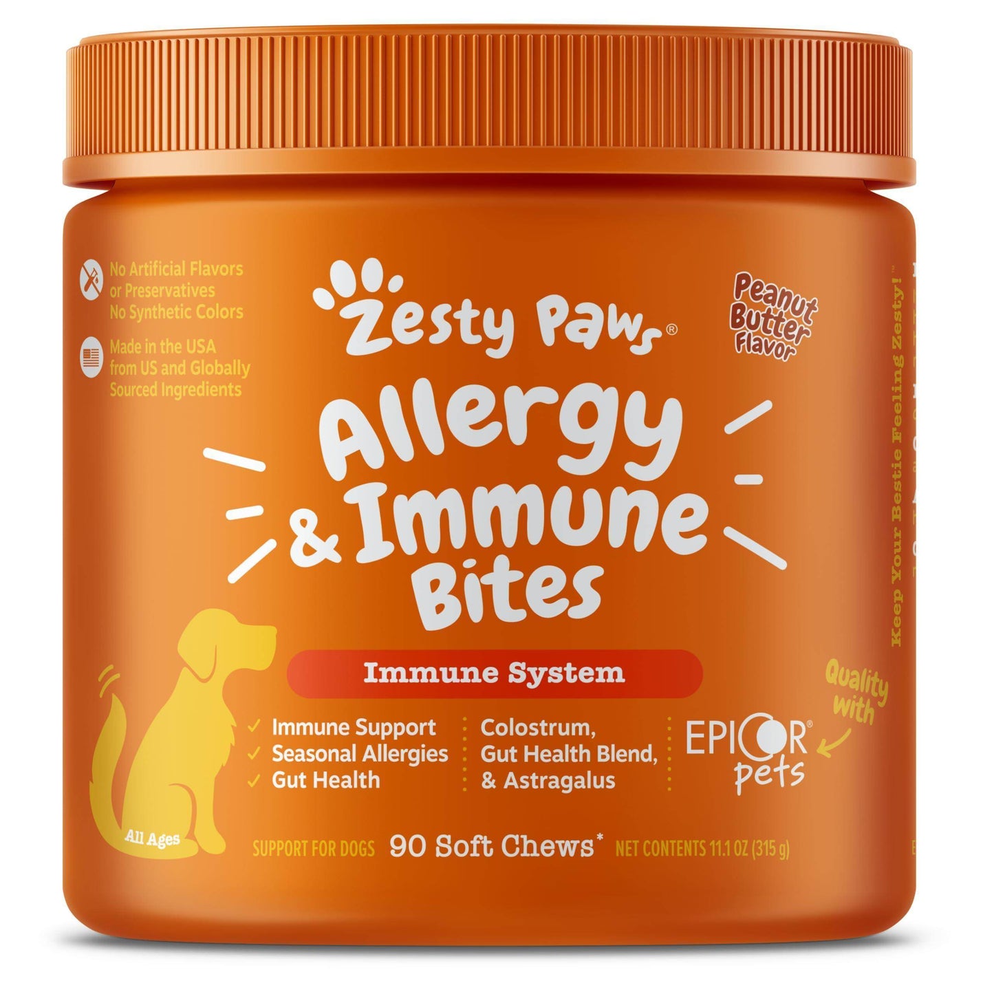 Zesty Paws Dog Allergy Relief - Anti Itch Supplement - Omega 3 Probiotics for Dogs - Digestive Health - Soft Chews for Skin & Seasonal Allergies - with Epicor Pets - Lamb - 90 Count - Simply Petastic
