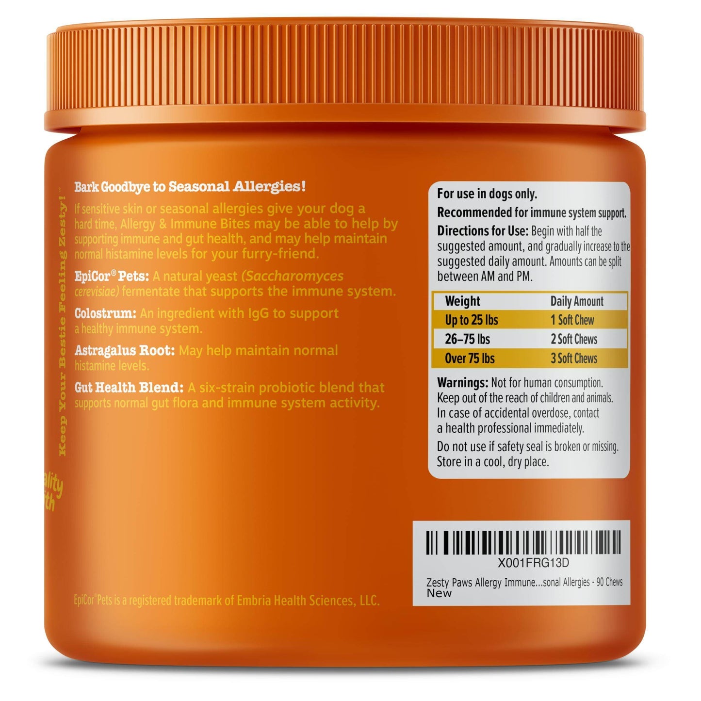 Zesty Paws Dog Allergy Relief - Anti Itch Supplement - Omega 3 Probiotics for Dogs - Digestive Health - Soft Chews for Skin & Seasonal Allergies - with Epicor Pets - Lamb - 90 Count - Simply Petastic