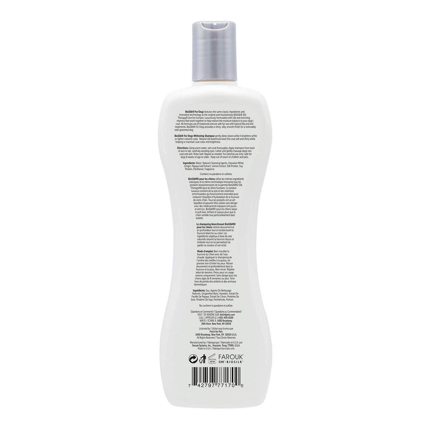 BioSilk Silk Therapy Whitening Dog Shampoo for Dogs - Pet Safe Grooming and Brightening Shampoo for a Bright White Coat - Dog Wash Enhances Shine and Softness, 12 Fl Oz - Simply Petastic