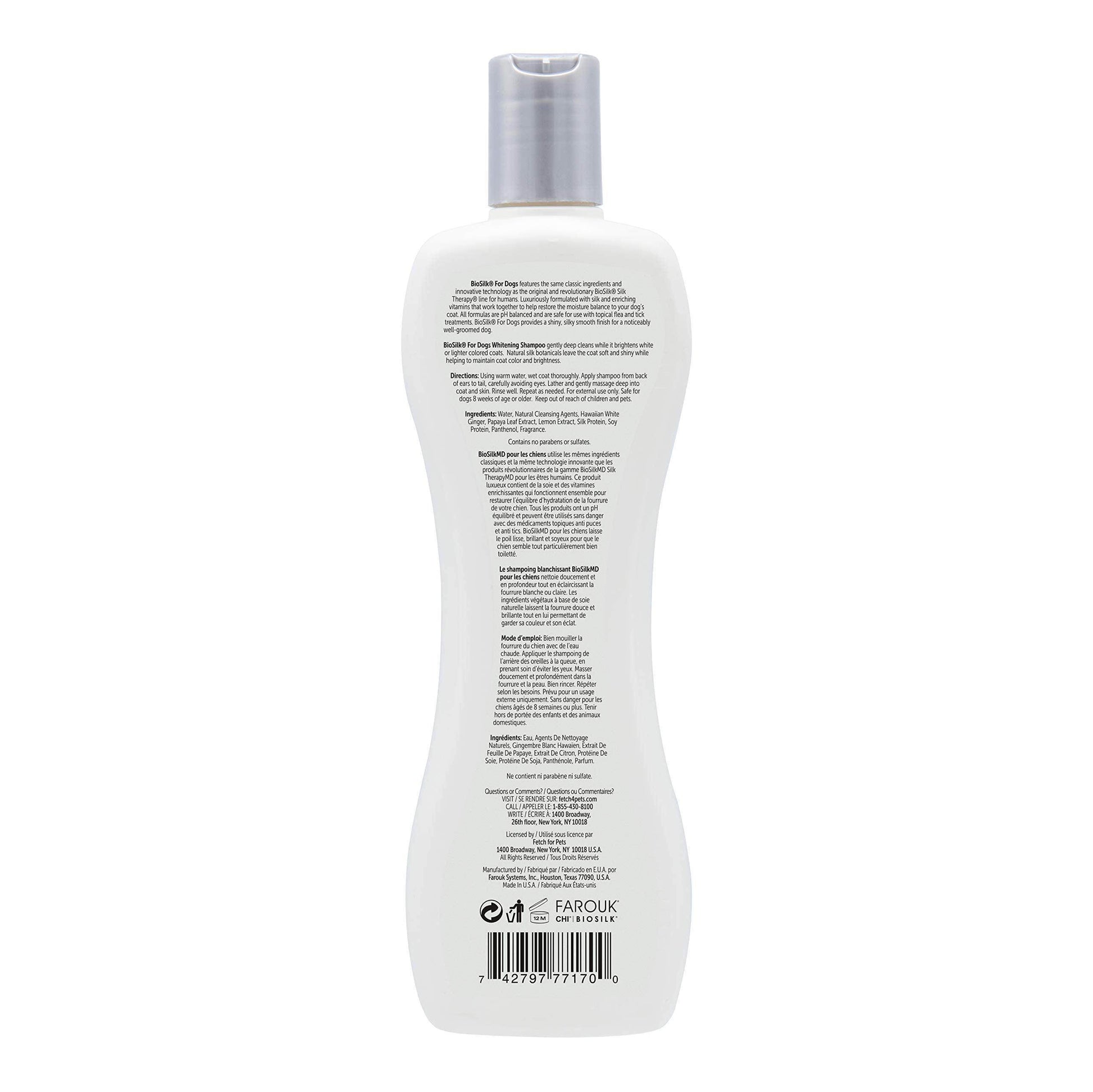 BioSilk Silk Therapy Whitening Dog Shampoo for Dogs - Pet Safe Grooming and Brightening Shampoo for a Bright White Coat - Dog Wash Enhances Shine and Softness, 12 Fl Oz - Simply Petastic