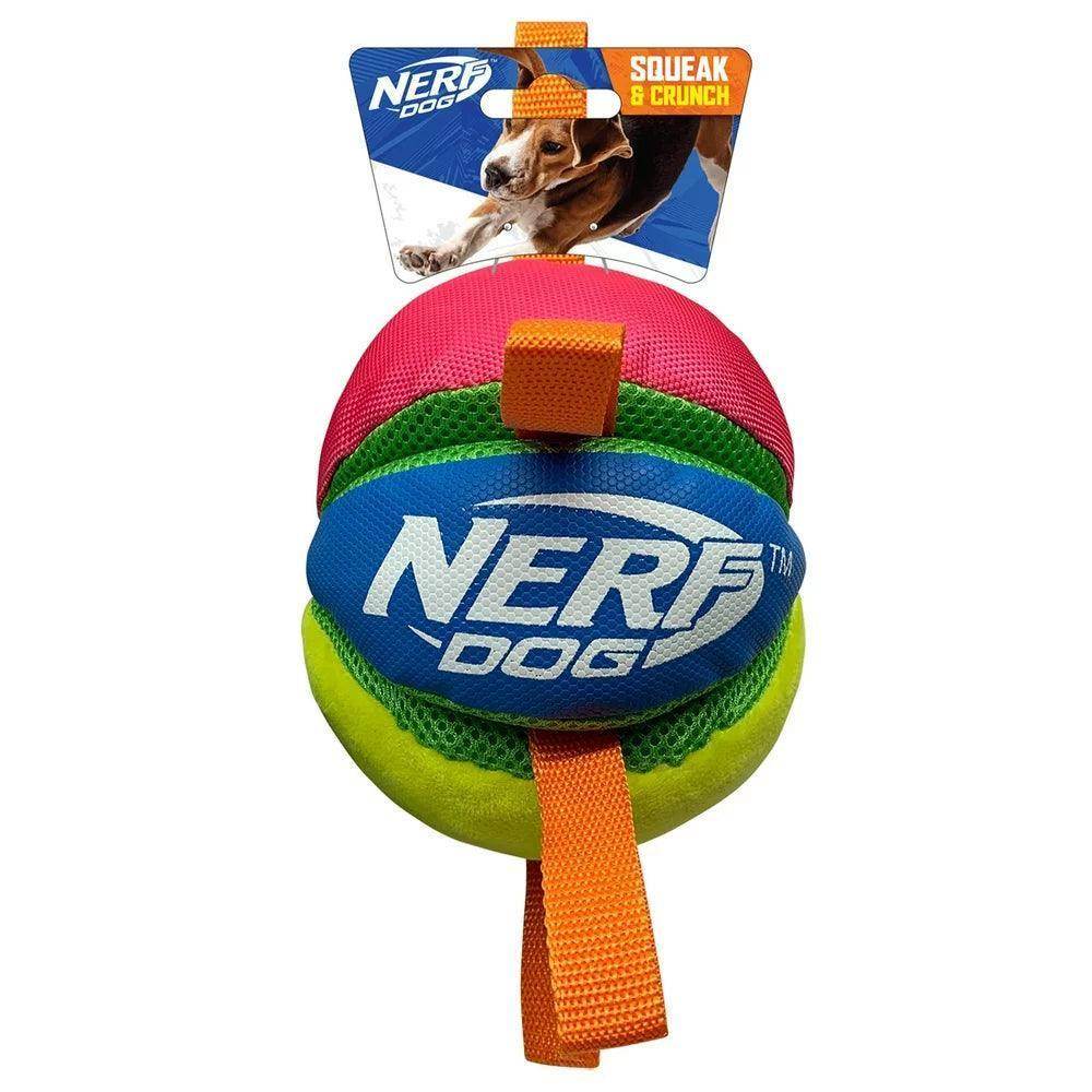 Squeak & Crunch Wedgeball with Straps Fetch Dog Toy - Simply Petastic