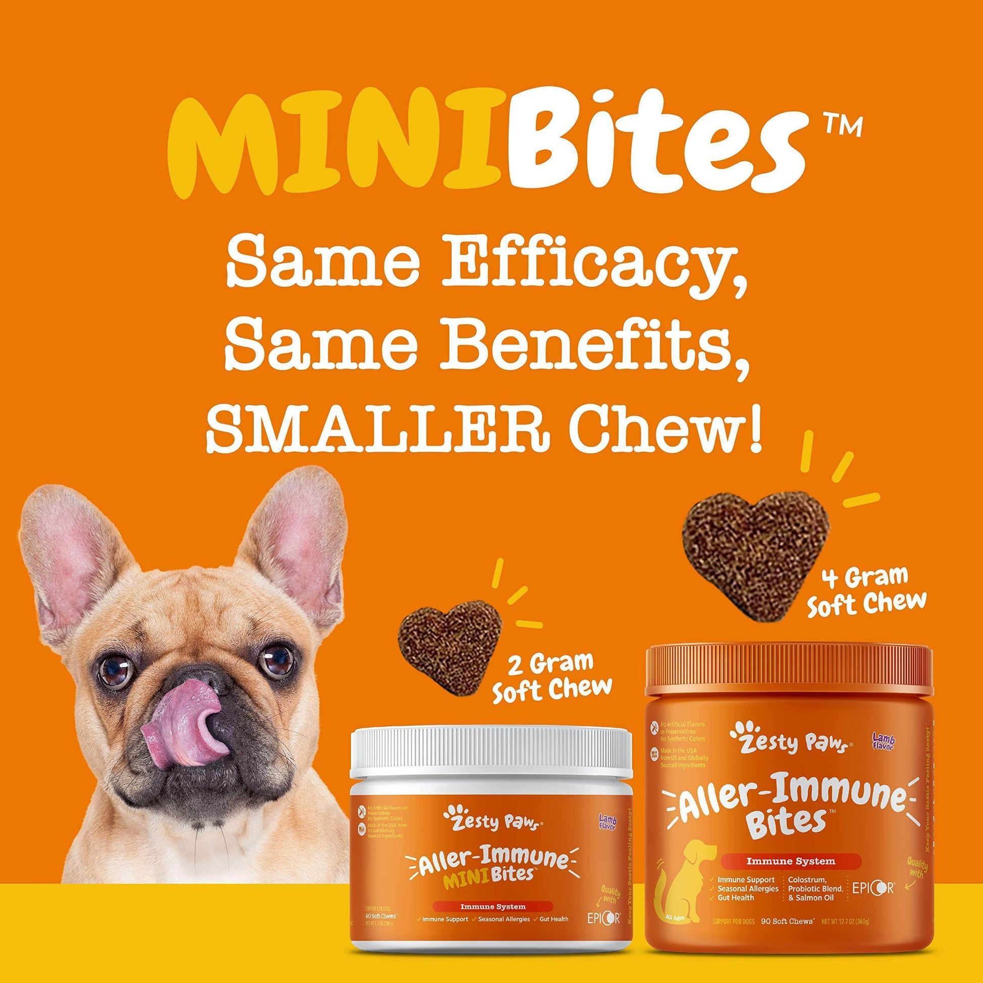 Zesty Paws Dog Allergy Relief - Anti Itch Supplement - Omega 3 Probiotics for Dogs - Digestive Health - Soft Chews for Skin & Seasonal Allergies - with Epicor Pets - Lamb - 90 Count - Simply Petastic