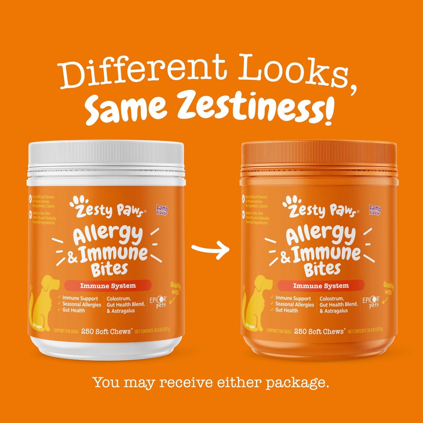 Zesty Paws Dog Allergy Relief - Anti Itch Supplement - Omega 3 Probiotics for Dogs - Digestive Health - Soft Chews for Skin & Seasonal Allergies - with Epicor Pets - Lamb - 90 Count - Simply Petastic