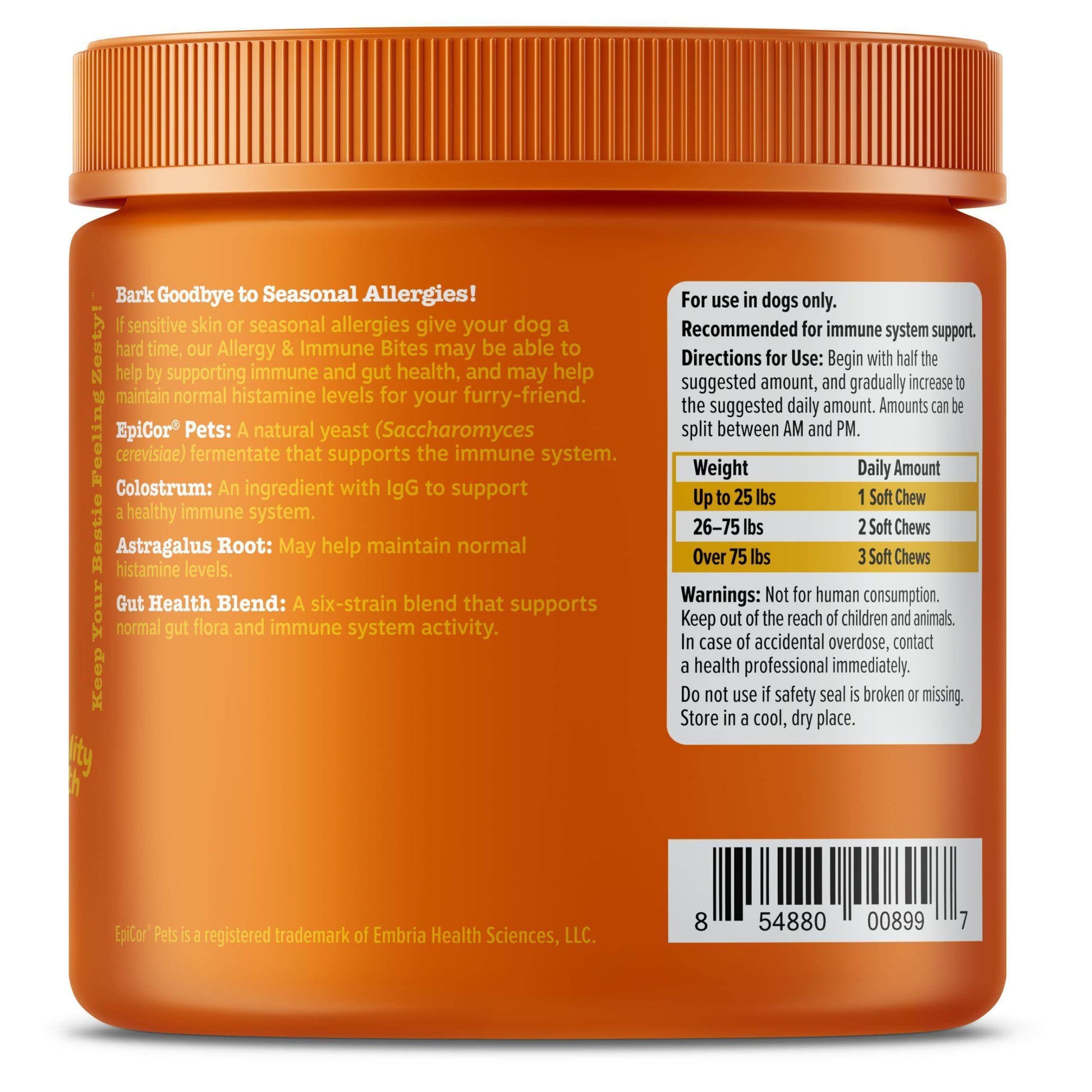 Zesty Paws Dog Allergy Relief - Anti Itch Supplement - Omega 3 Probiotics for Dogs - Digestive Health - Soft Chews for Skin & Seasonal Allergies - with Epicor Pets - Lamb - 90 Count - Simply Petastic