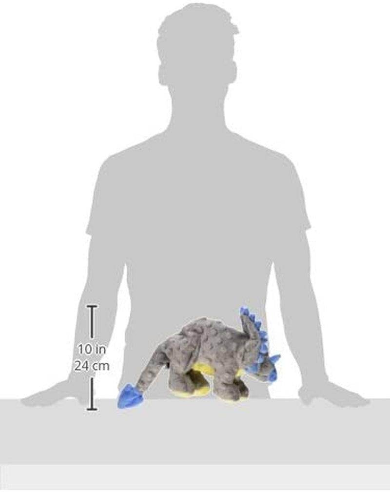 Dinos Frills Squeaky Plush Dog Toy, Chew Guard Technology - Gray, Large - Simply Petastic