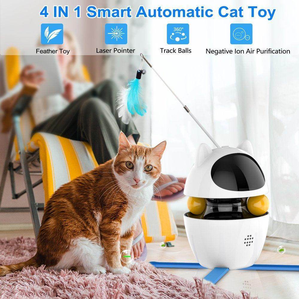Automatic Cat Toy Interactive, 3 in 1 Cat Interactive Laser Feather Toy - Simply Petastic