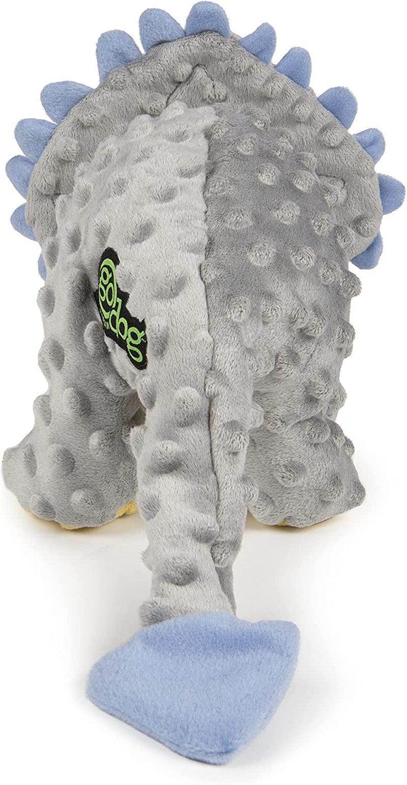 Dinos Frills Squeaky Plush Dog Toy, Chew Guard Technology - Gray, Large - Simply Petastic