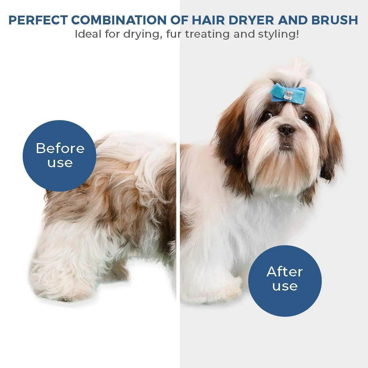 2 in 1 Pet Grooming Dryer Brush for Dog and Cat Adjustable Temperature Dog Hair Dryer - Simply Petastic