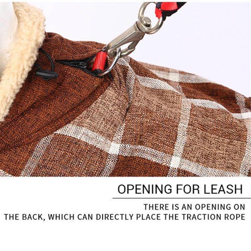 Fashion Plaid Print Pet Jacket with Belt for Dogs - Simply Petastic