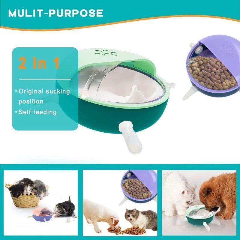 Silicone Puppy Kitten Feeder Nursing 180ml Milk Bowl With 4 Nipple Bionic Self Feeding Device for Baby Pet Prevent Milk - Simply Petastic