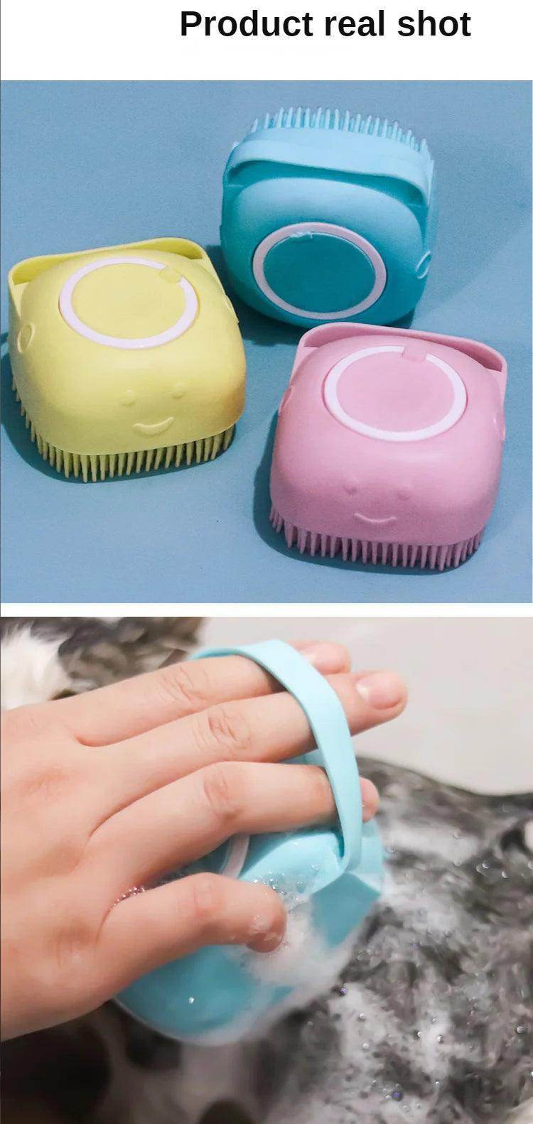 Eco-friendly Soft Pet Silicone Bath Brush With Soap Dispenser - Simply Petastic