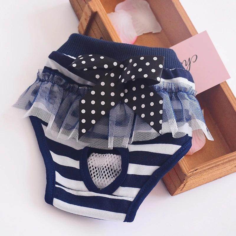 Washable Puppy Underwear Girl Sanitary Brief Diaper Striped Female Pet Dog Training Pants - Simply Petastic