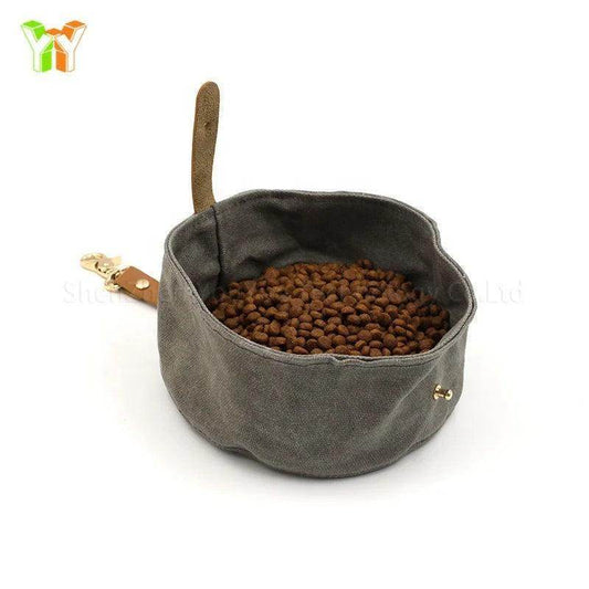 New Design Waterproof Canvas Travel Dog Bowl Pet Food Bowl Accessories - Simply Petastic