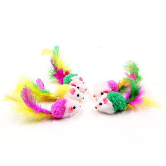 Fun Plush Cat Mouse Toys: 5 Pack with Colorful Tails - Simply Petastic