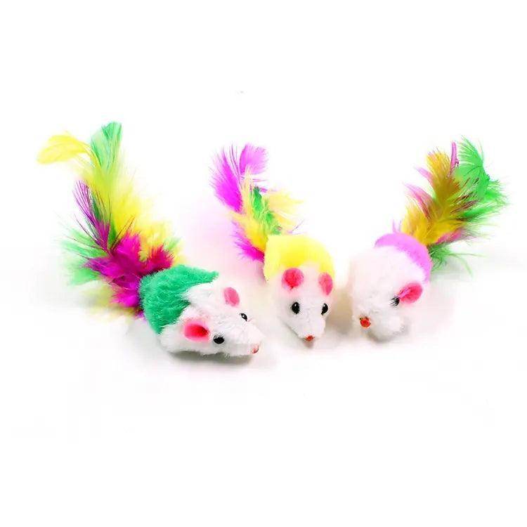 Fun Plush Cat Mouse Toys: 5 Pack with Colorful Tails - Simply Petastic