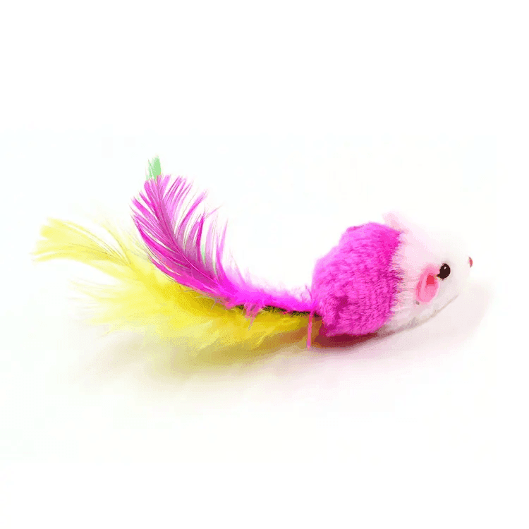 Fun Plush Cat Mouse Toys: 5 Pack with Colorful Tails - Simply Petastic