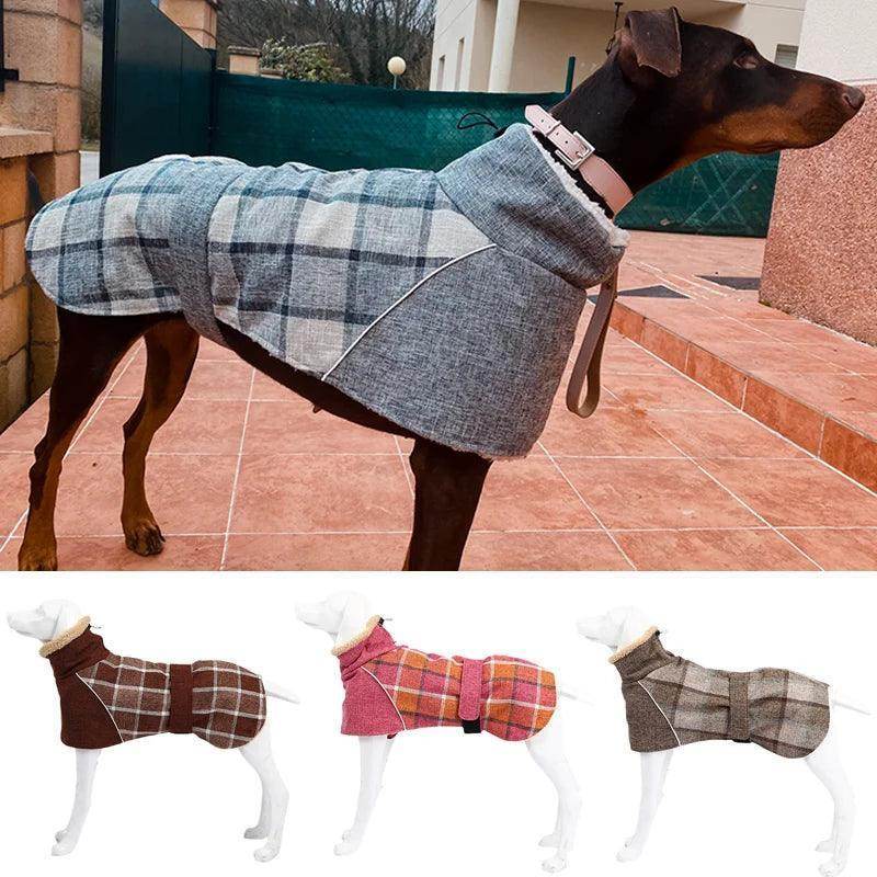 Fashion Plaid Print Pet Jacket with Belt for Dogs - Simply Petastic