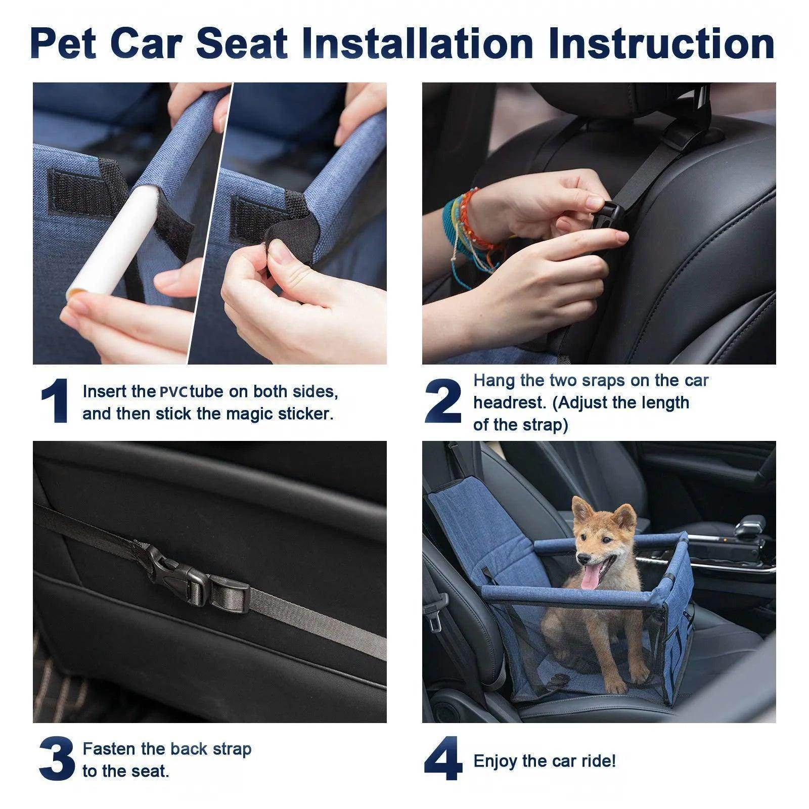Waterproof Collapsible Folding Safety Sturdy Pet Puppy Dog Cat Car Booster Seat Safety Box Seat Belt - Simply Petastic