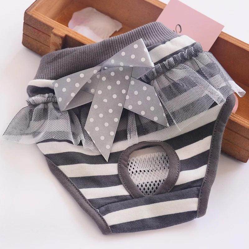 Washable Puppy Underwear Girl Sanitary Brief Diaper Striped Female Pet Dog Training Pants - Simply Petastic