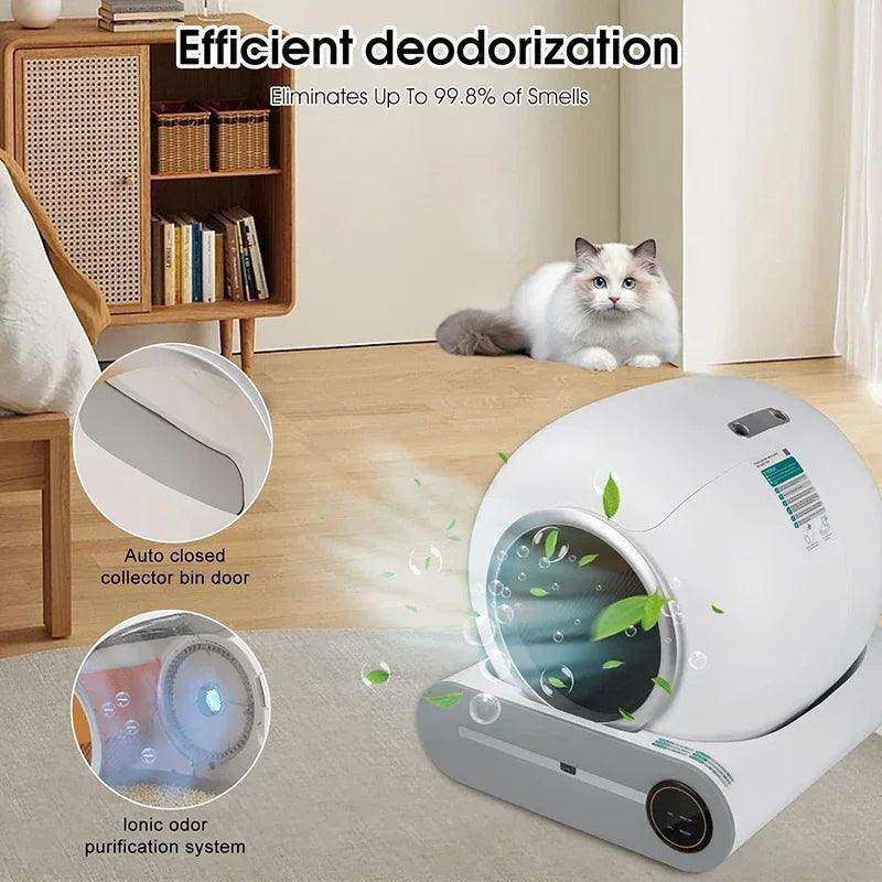 Automatic Smart Cat Litter Box Self Cleaning Fully Enclosed 65L Large - Simply Petastic