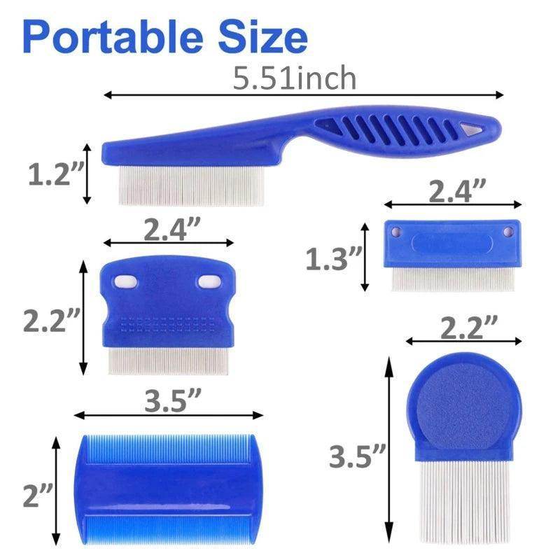 6pcs Flea Comb with Rounded Metal Teeth Durable Pet Tear Stain Remover Combs Dog Grooming Comb Set Float Hair Remover - Simply Petastic