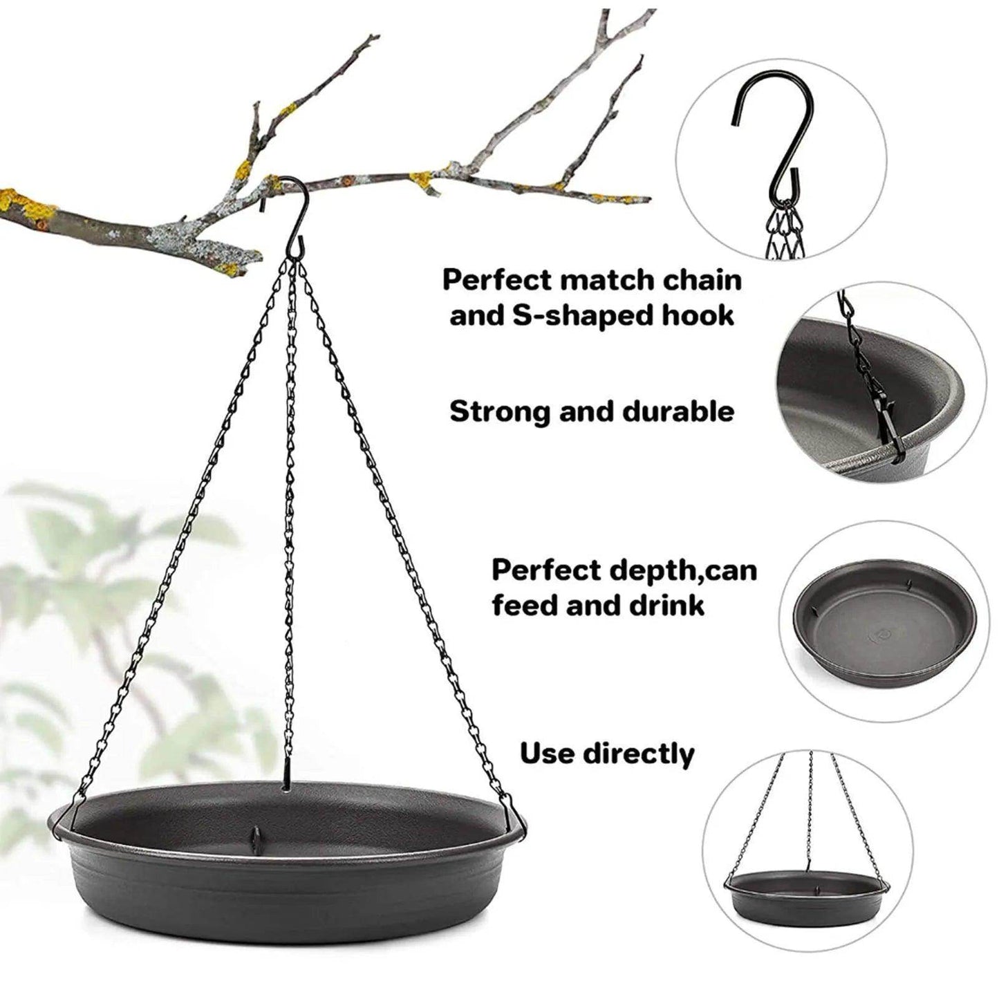 Hanging Bird Feeder Outdoor Bath Tray Bird Water Drinker Outdoor Feeder Garden Yard Decoration Plastic Bird Feeder Pet Supplies - Simply Petastic