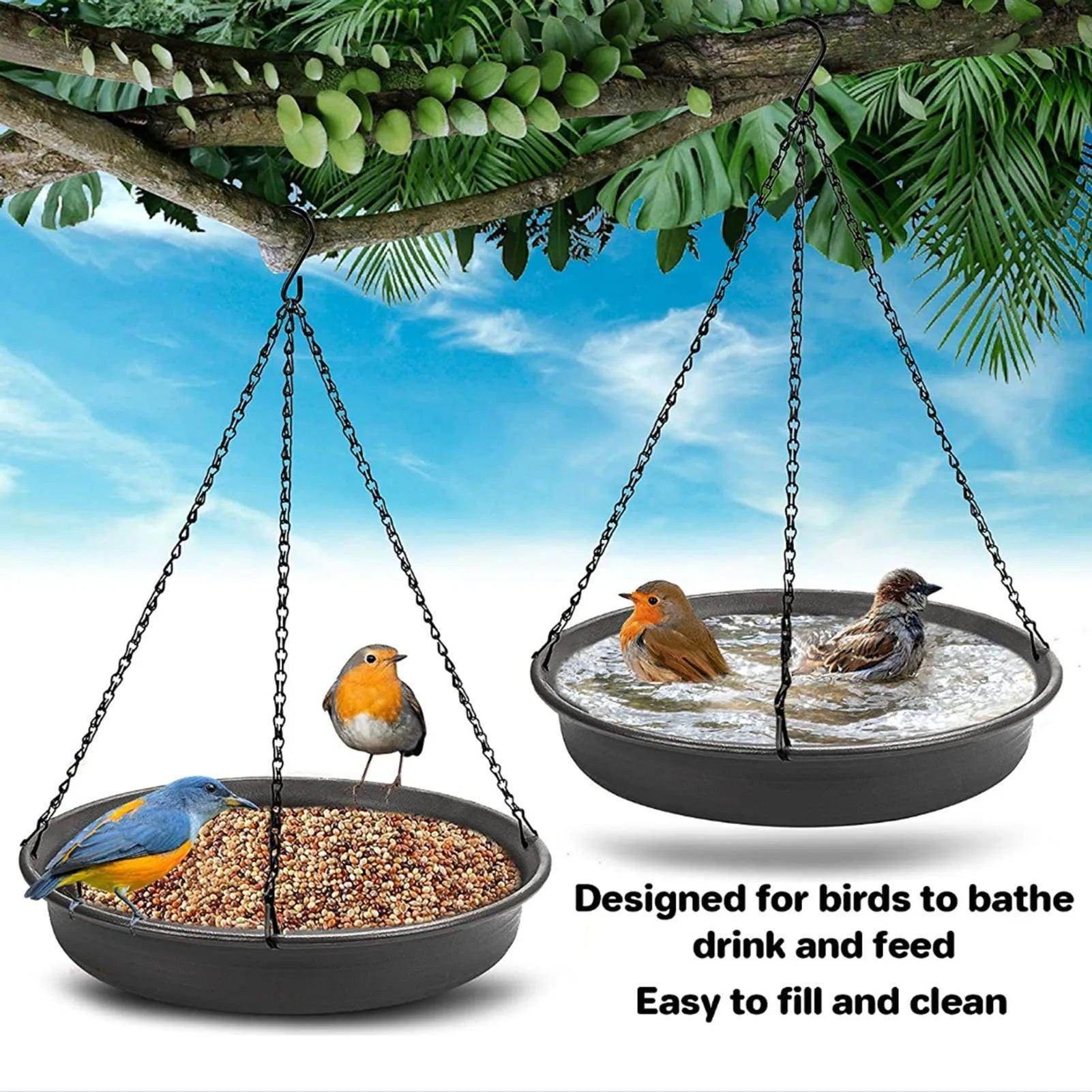 Hanging Bird Feeder Outdoor Bath Tray Bird Water Drinker Outdoor Feeder Garden Yard Decoration Plastic Bird Feeder Pet Supplies - Simply Petastic