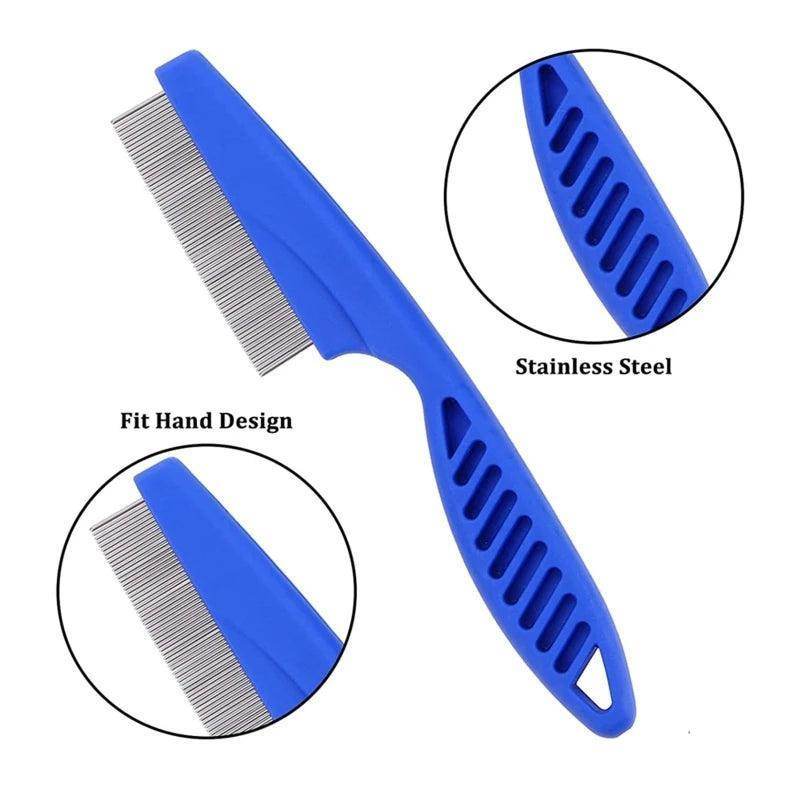 6pcs Flea Comb with Rounded Metal Teeth Durable Pet Tear Stain Remover Combs Dog Grooming Comb Set Float Hair Remover - Simply Petastic