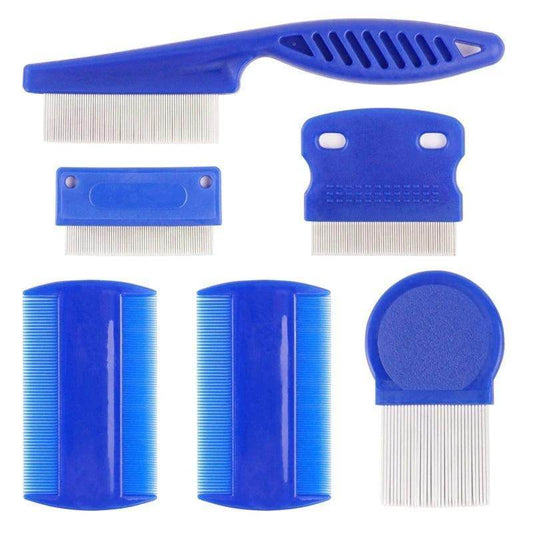 6pcs Flea Comb with Rounded Metal Teeth Durable Pet Tear Stain Remover Combs Dog Grooming Comb Set Float Hair Remover - Simply Petastic