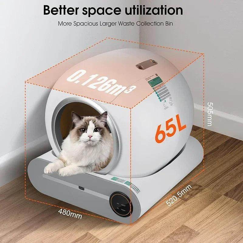 Automatic Smart Cat Litter Box Self Cleaning Fully Enclosed 65L Large - Simply Petastic