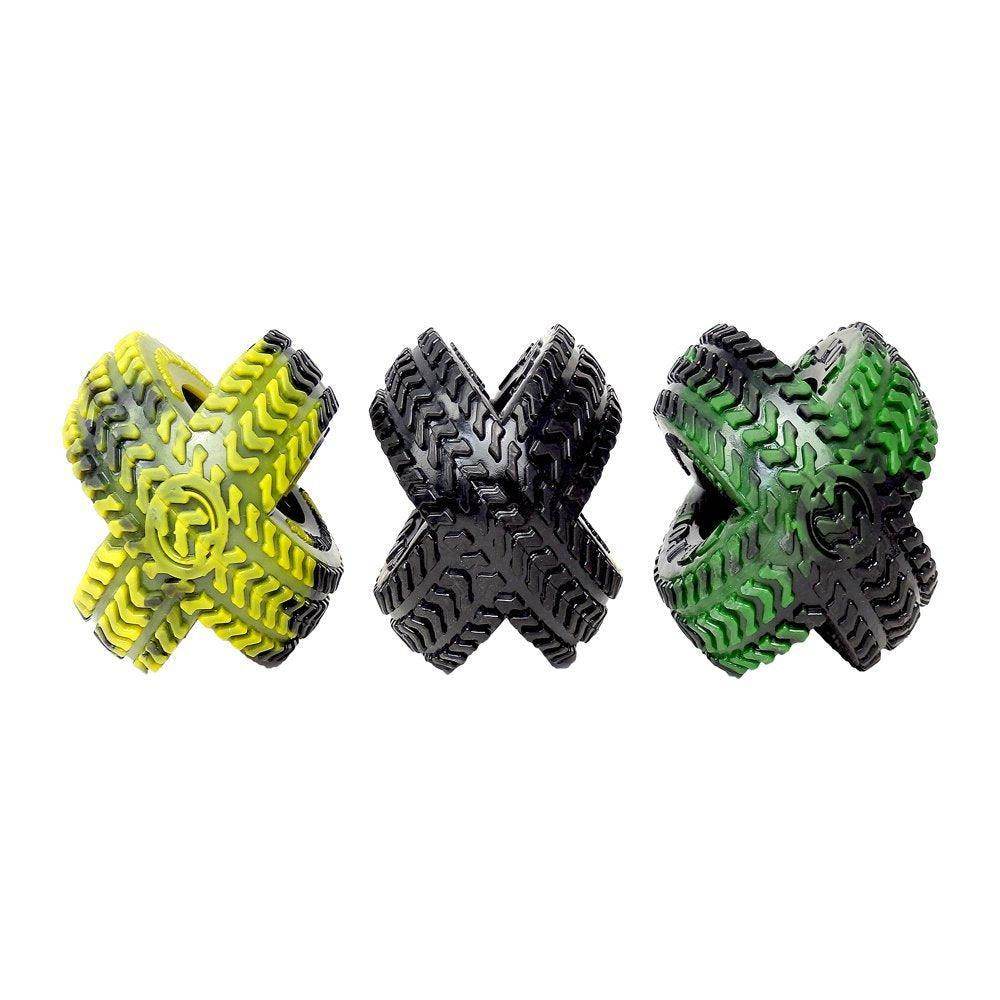 Green TPR Thread Tire Fetch & Chew Dog Toy for All Dogs. Play, Toss & Tug. 4.5" - Simply Petastic