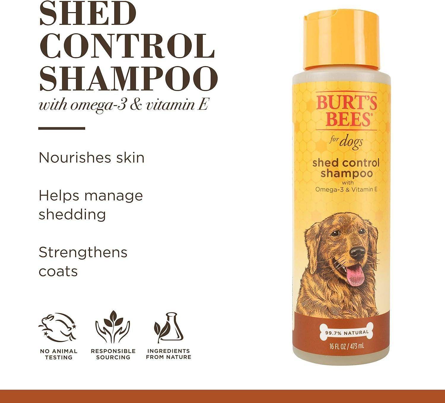 Natural Shed Control Shampoo with Omega 3 and Vitamin E | Shedding Dog Shampoo | Cruelty Free, Sulfate & Paraben Free, Ph Balanced for Dogs - Made in USA, 16 Ounces - Simply Petastic