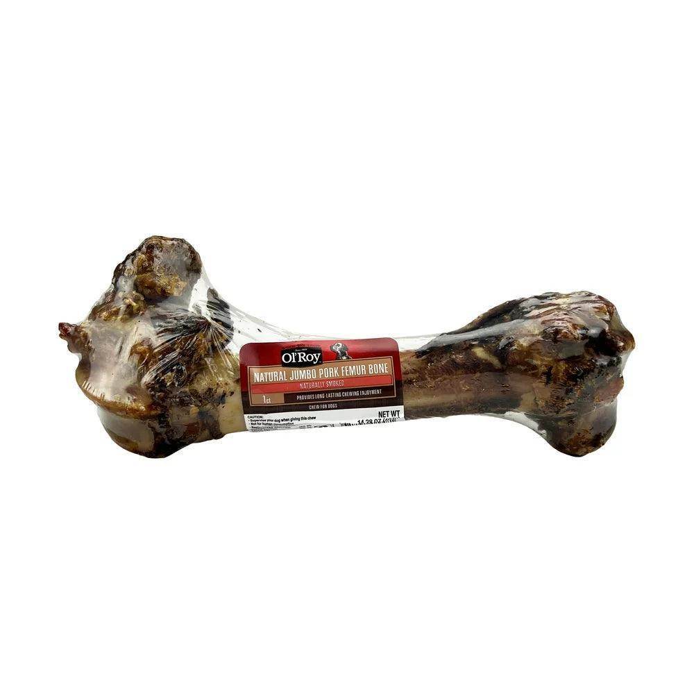 Natural Jumbo Pork Femur Chew for Dogs, 1 Count, 14.38 Oz - Simply Petastic