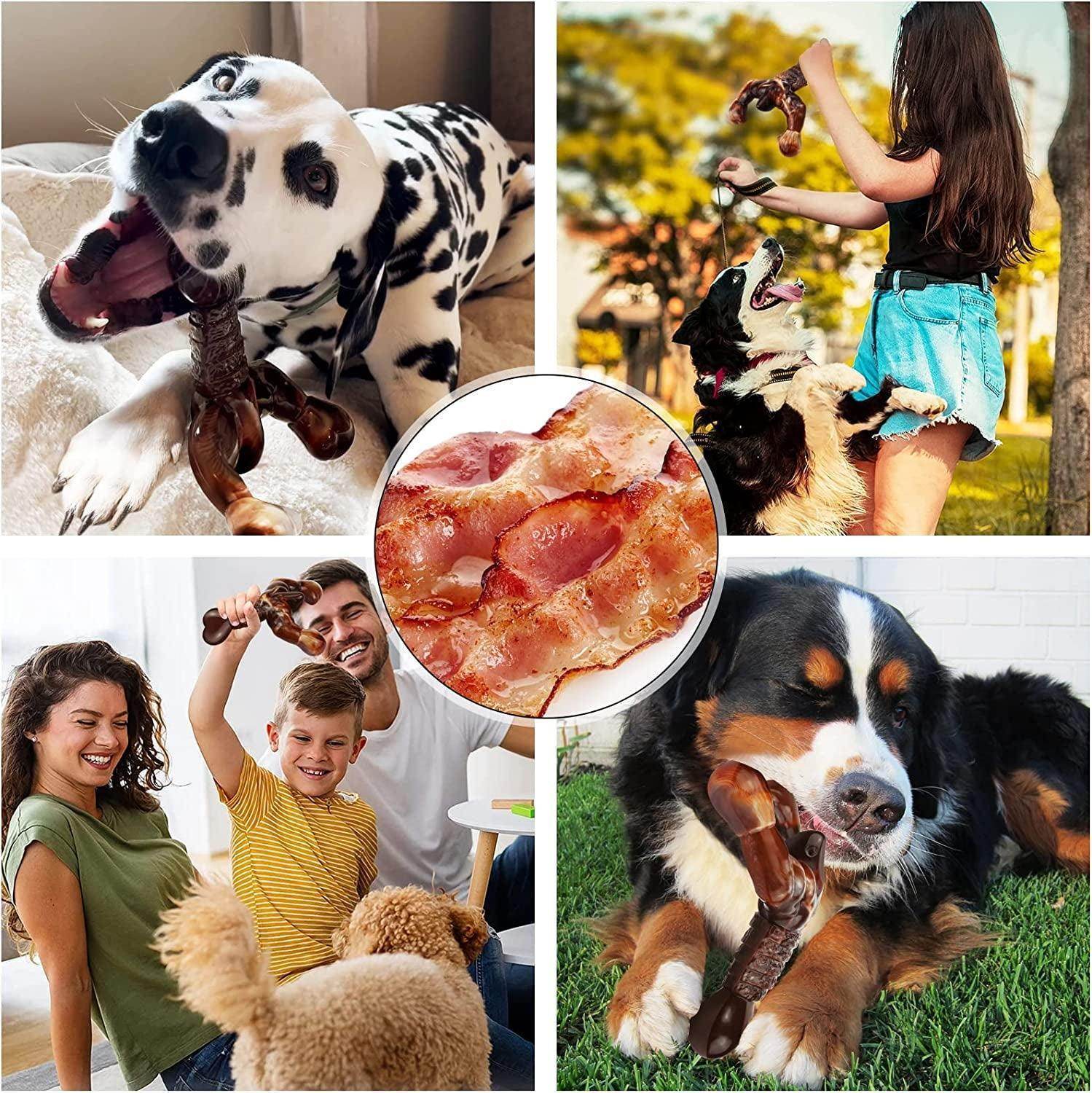 Indestructible Dog Chew Toys for Aggressive Chewers, Bacon Flavored - Simply Petastic