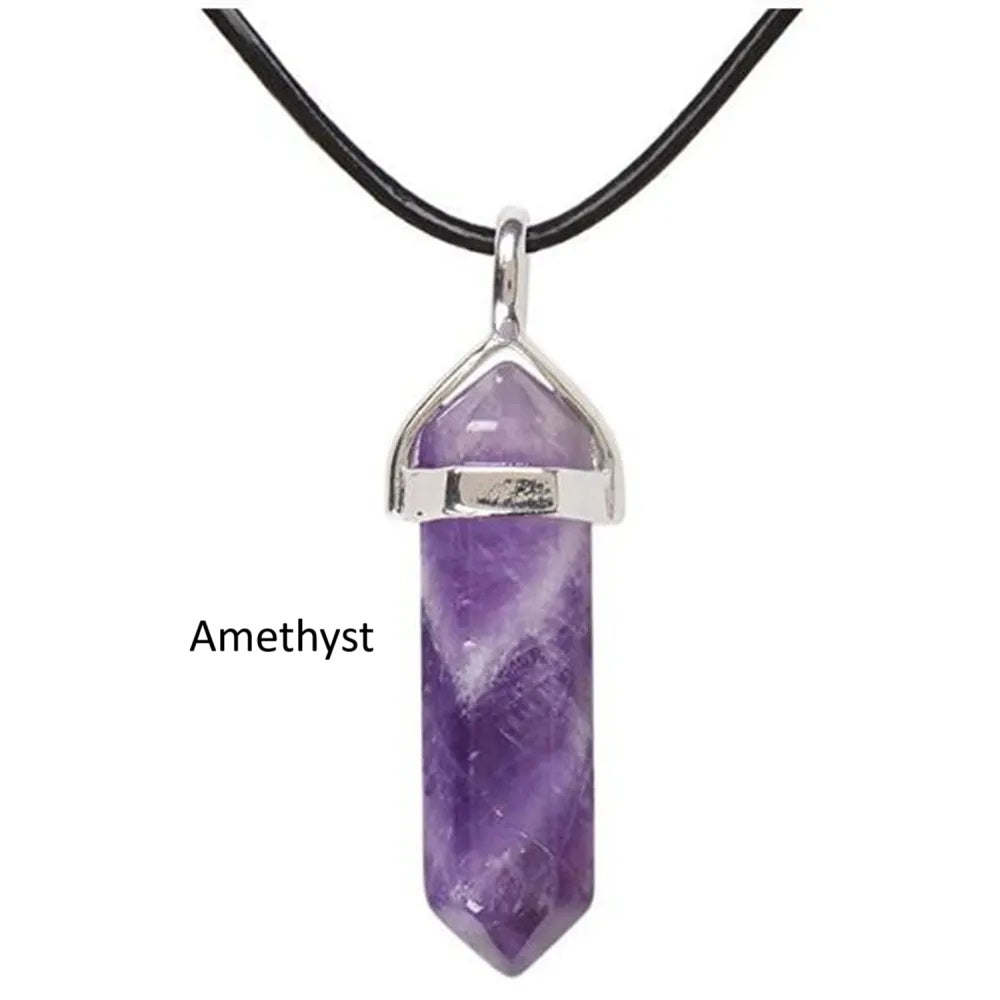 Crystal Point Chakra Healing Gemstone Pendant Necklace Stone