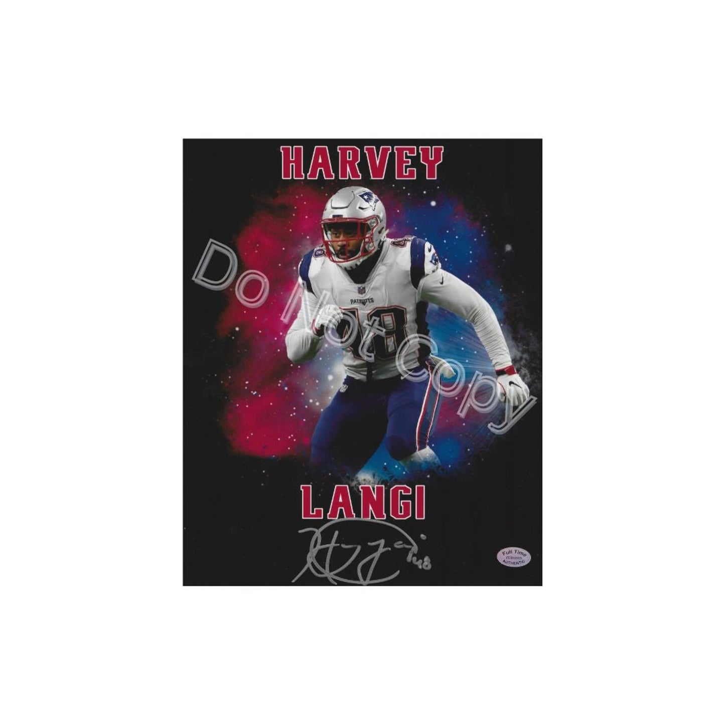 Harvey Langi New England Patriots Autographed 8x10 Photo Art Print W/ Frame