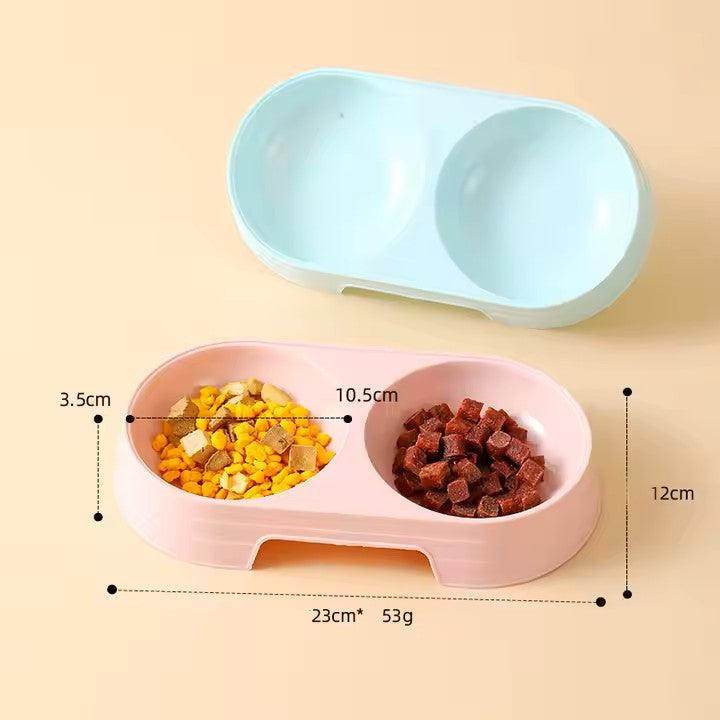 Raised Double Cat and Small Dog Bowls Pet Food Water Feeder Plastic - Simply Petastic