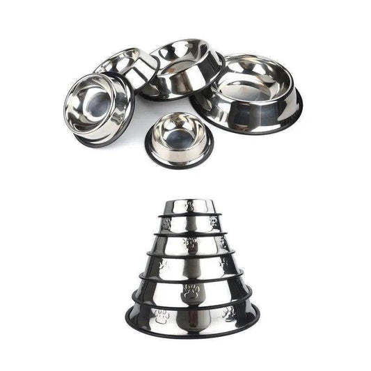 2 pc Stainless Steel Dog And Cat Food And Water Bowl Non Slip Base - Simply Petastic