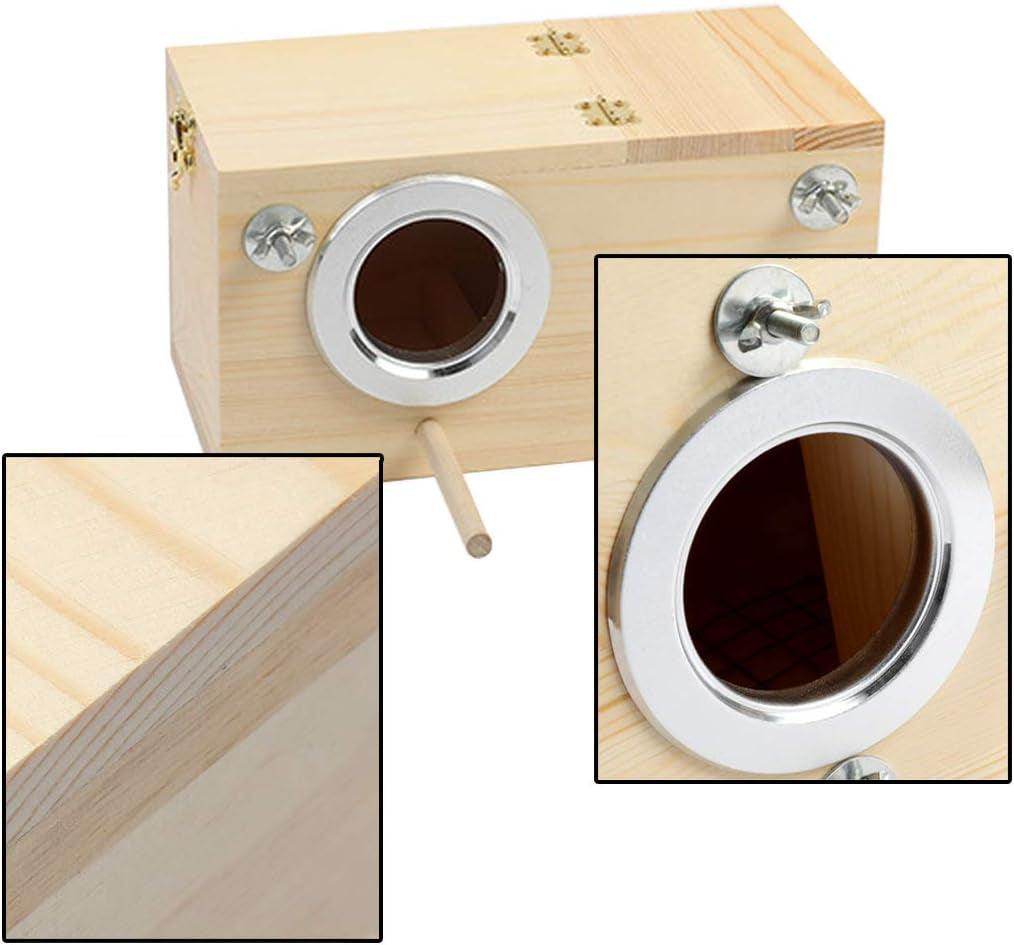 Parakeet Nesting Box, Bird Nest Breeding Box Cage Wood House for Finch Lovebirds Cockatiel Budgie Conure Parrot (M:9.8"×5.1"×5.3") - Simply Petastic