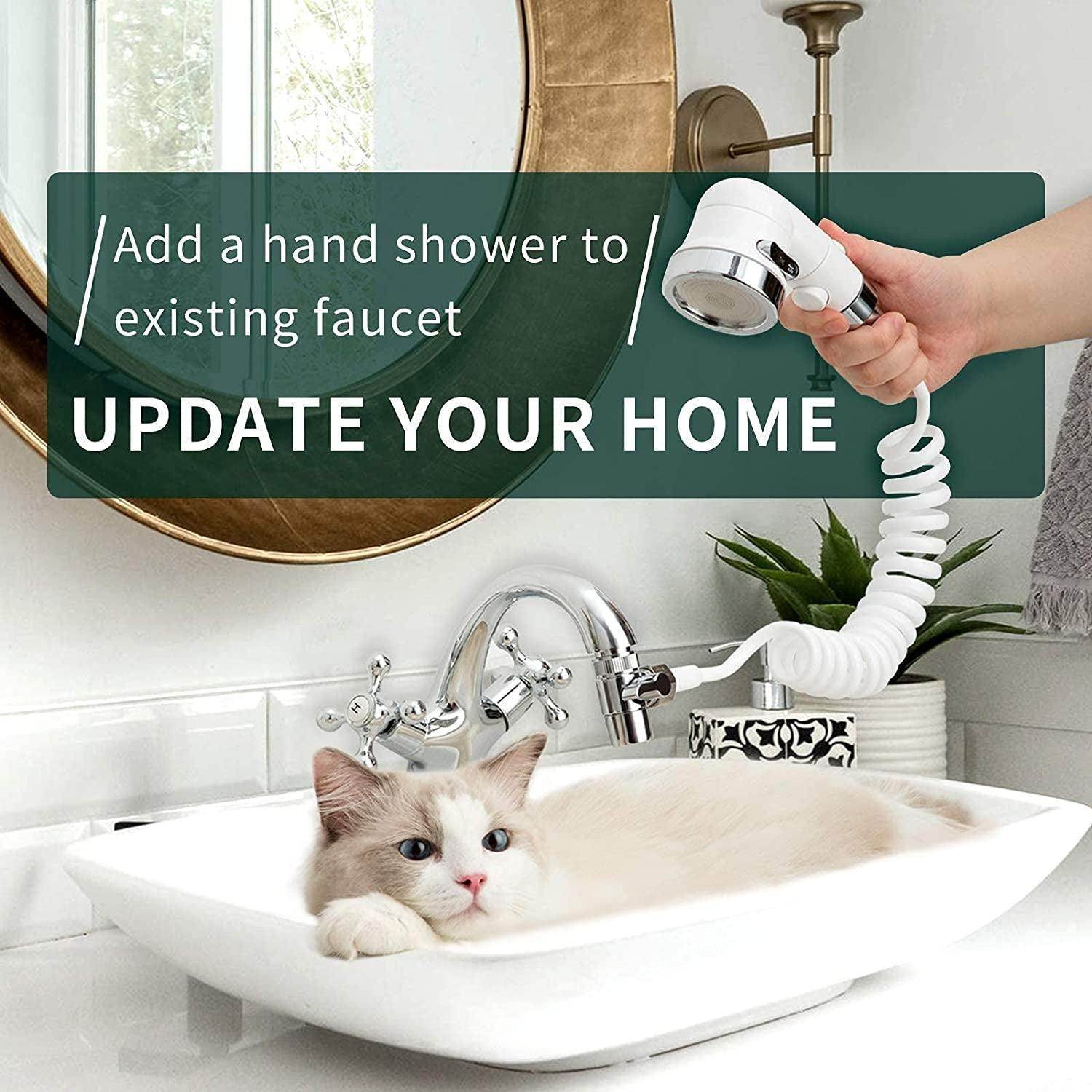 Sink Faucet Sprayer Attachment, Shower Head Attaches to Tub Faucet, Dog Bathing Hose Shower Set for Laundry Bathroom Kitchen - Simply Petastic