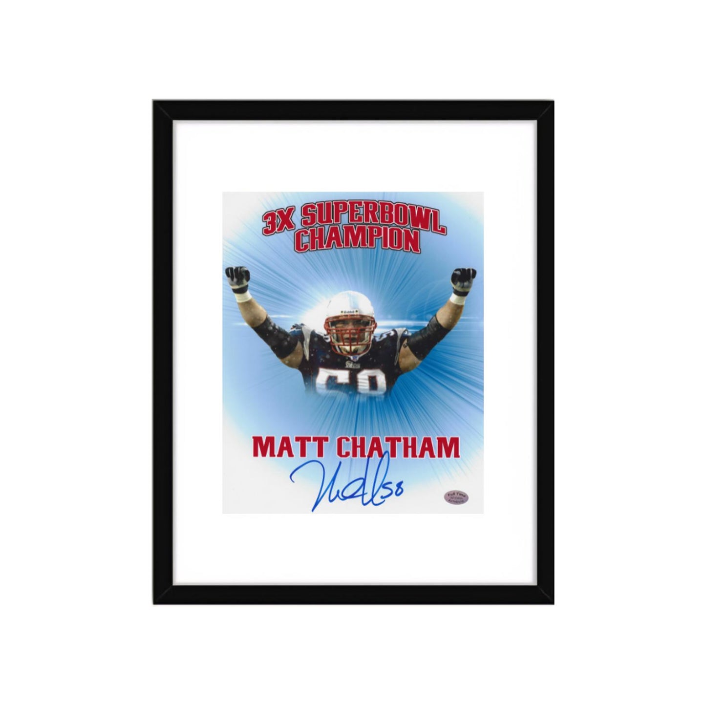 Matt Chatham New England Patriots Autographed 8x10 Photo Art Print W/ Frame