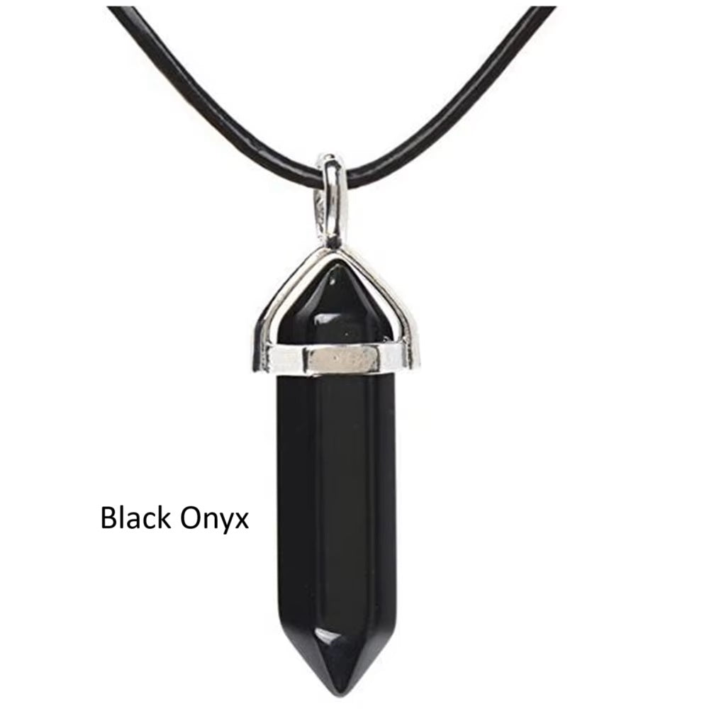 Crystal Point Chakra Healing Gemstone Pendant Necklace Stone